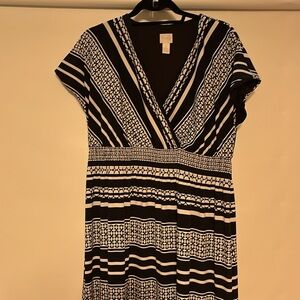 Classic black and white full length dress